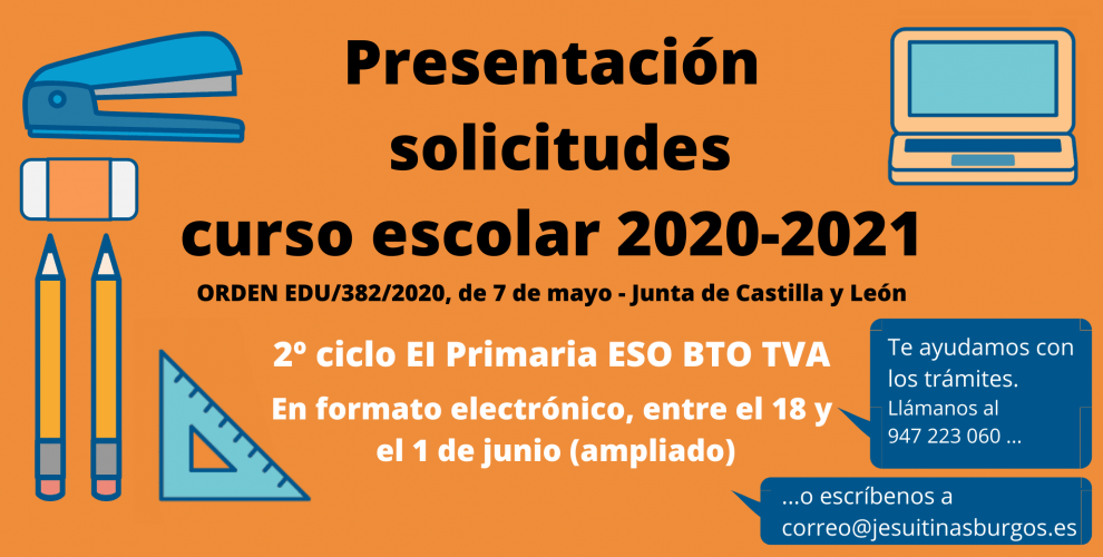 Presentación solicitudes curso escolar 2020-2021